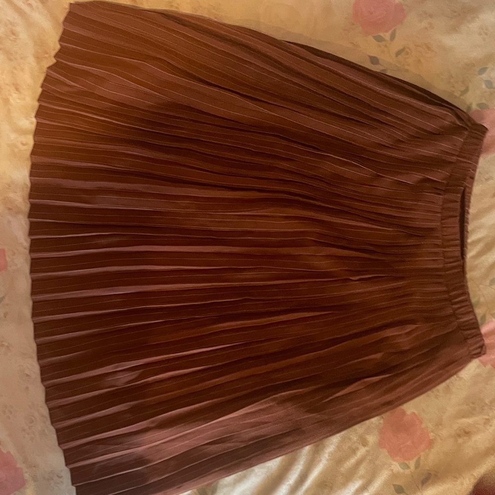 Elegant Pleated Brown Skirt